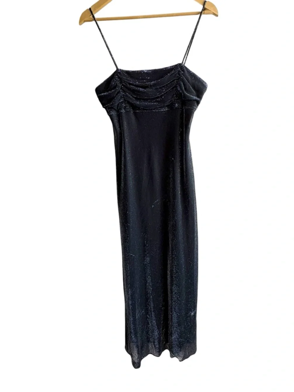 Vintage Size 7/8 Black Metallic Cami Babydoll Maxi Dress Goth‎ Glam Whimsigoth